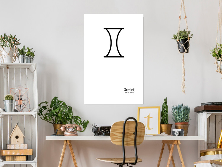 Poster Gemini - black and white composition with zodiac sign and texts 117056 additionalImage 2