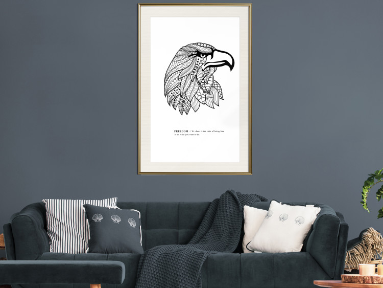 Poster Eagle of Freedom - black and white composition with a predatory bird in patterns 117556 additionalImage 20