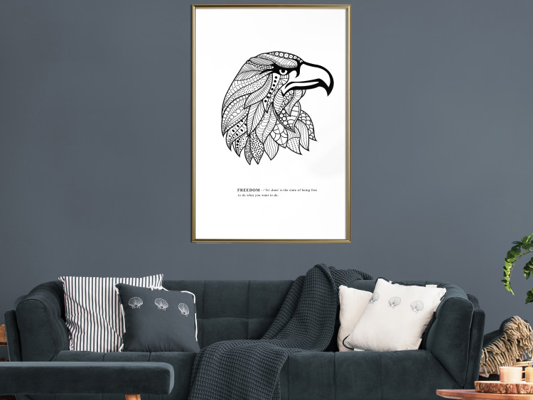 Poster Eagle of Freedom - black and white composition with a predatory bird in patterns 117556 additionalImage 7