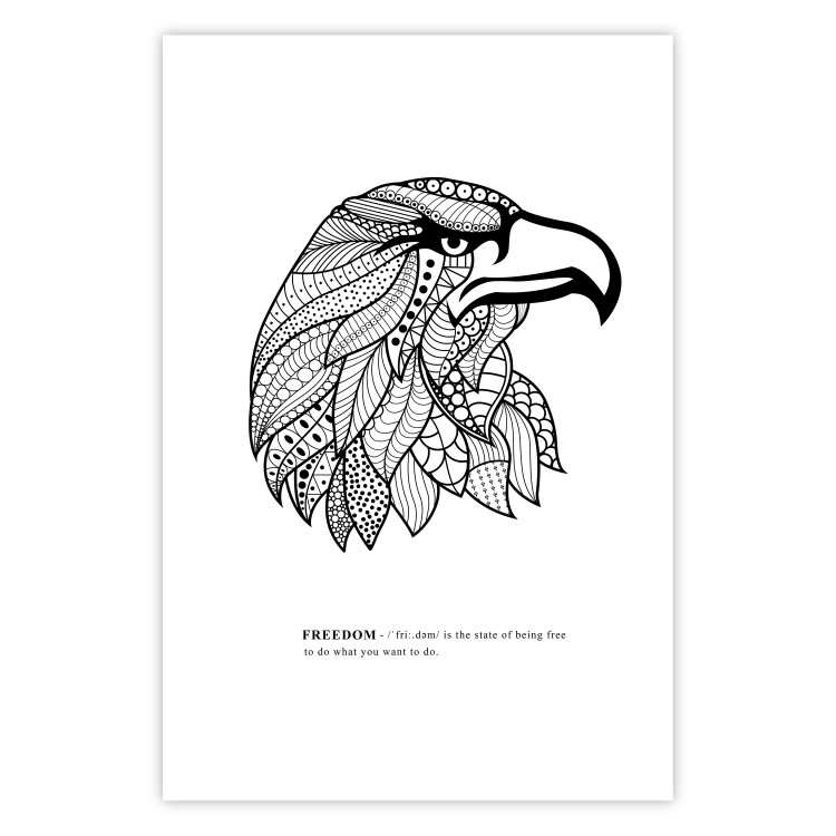 Poster Eagle of Freedom - black and white composition with a predatory bird in patterns 117556