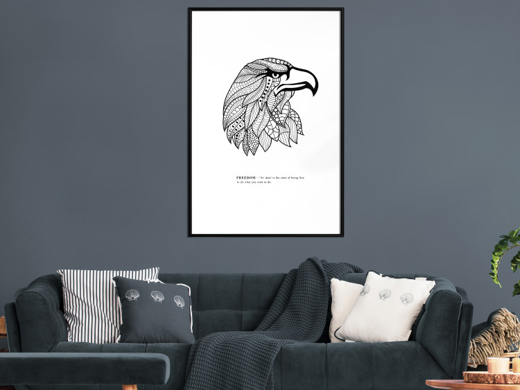 Poster Eagle of Freedom - black and white composition with a predatory bird in patterns 117556 additionalImage 6