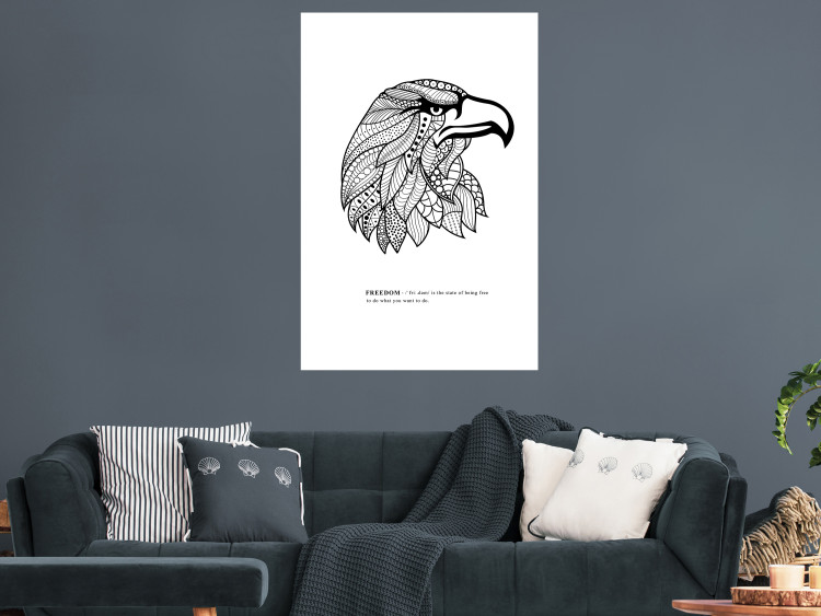 Poster Eagle of Freedom - black and white composition with a predatory bird in patterns 117556 additionalImage 22