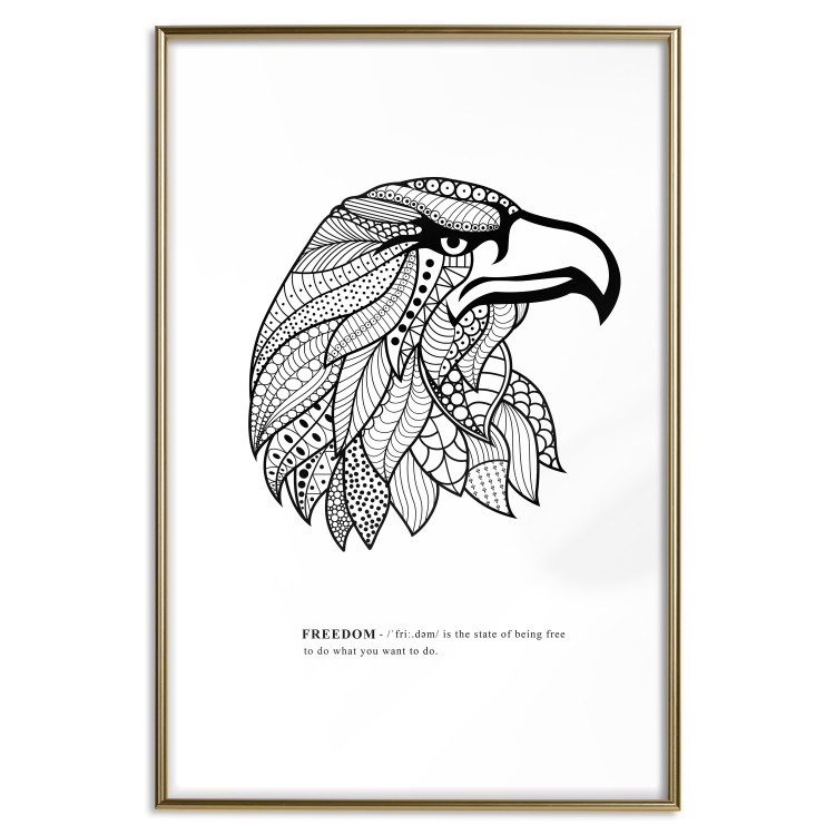 Poster Eagle of Freedom - black and white composition with a predatory bird in patterns 117556 additionalImage 20