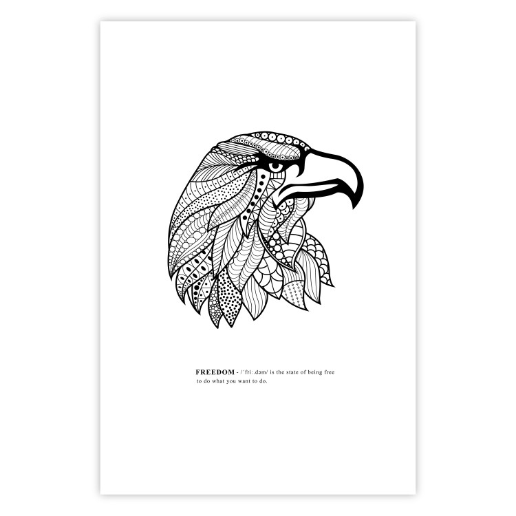 Poster Eagle of Freedom - black and white composition with a predatory bird in patterns 117556 additionalImage 19