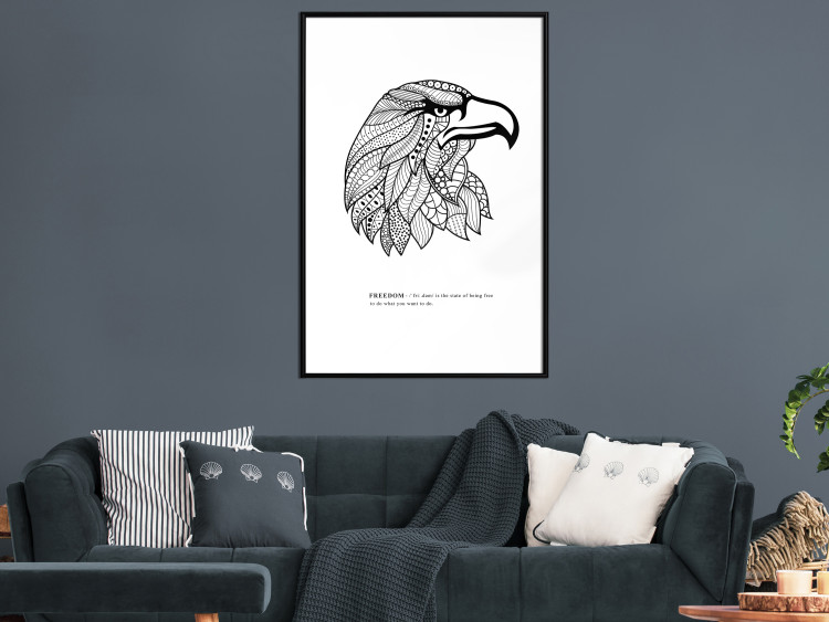 Poster Eagle of Freedom - black and white composition with a predatory bird in patterns 117556 additionalImage 5