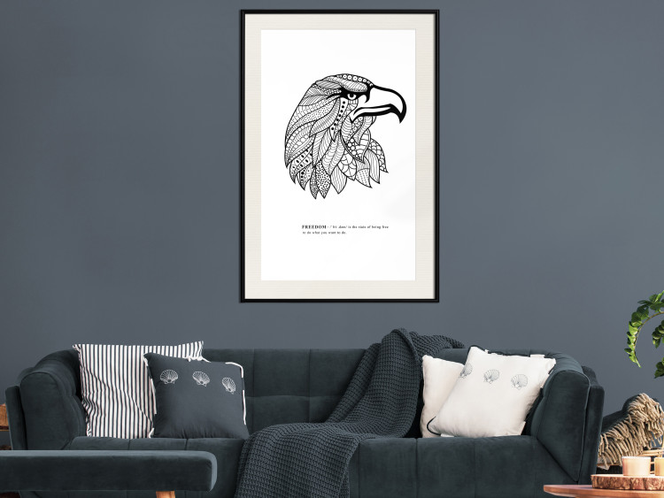 Poster Eagle of Freedom - black and white composition with a predatory bird in patterns 117556 additionalImage 21
