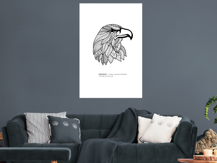Poster Eagle of Freedom - black and white composition with a predatory bird in patterns 117556 additionalImage 2