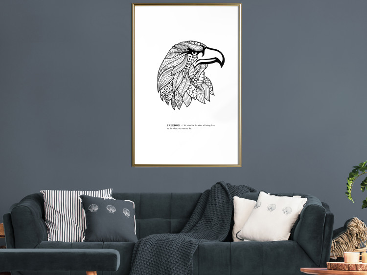 Poster Eagle of Freedom - black and white composition with a predatory bird in patterns 117556 additionalImage 13