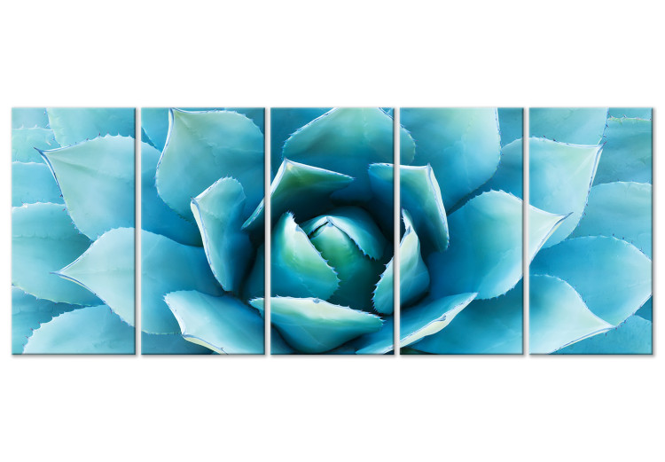 Canvas Abstract agave - succulent in shades of blue 117856