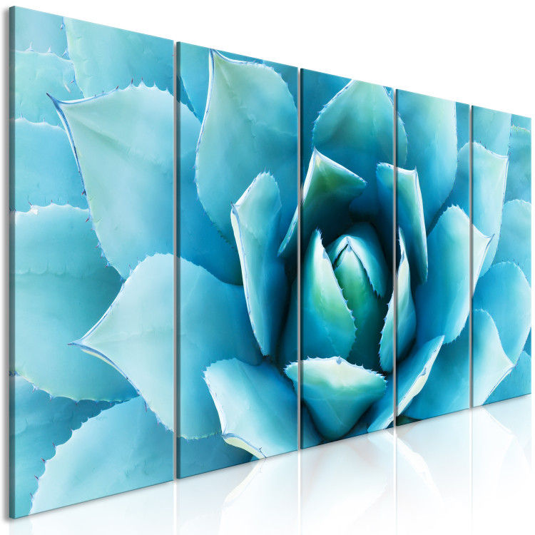 Canvas Abstract agave - succulent in shades of blue 117856 additionalImage 2