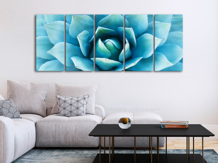 Canvas Abstract agave - succulent in shades of blue 117856 additionalImage 3