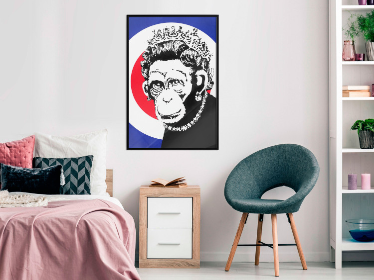 Poster Monkey Queen - unique mural in Banksy style with an animal wearing a crown 118756 additionalImage 5