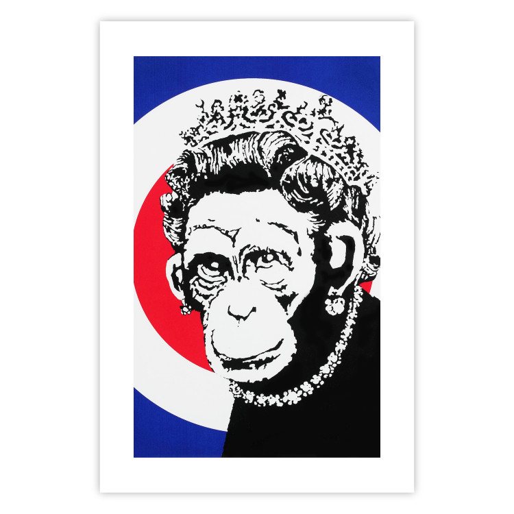 Poster Monkey Queen - unique mural in Banksy style with an animal wearing a crown 118756 additionalImage 16