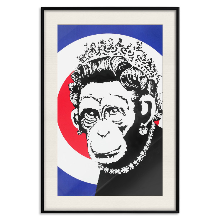 Poster Monkey Queen - unique mural in Banksy style with an animal wearing a crown 118756 additionalImage 27