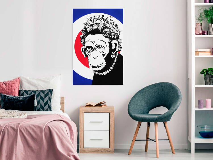 Poster Monkey Queen - unique mural in Banksy style with an animal wearing a crown 118756 additionalImage 22