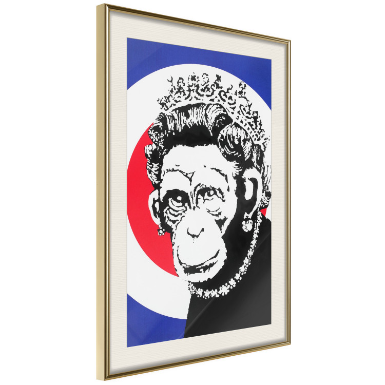 Poster Monkey Queen - unique mural in Banksy style with an animal wearing a crown 118756 additionalImage 2