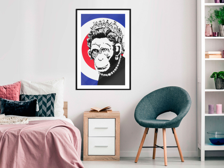Poster Monkey Queen - unique mural in Banksy style with an animal wearing a crown 118756 additionalImage 6