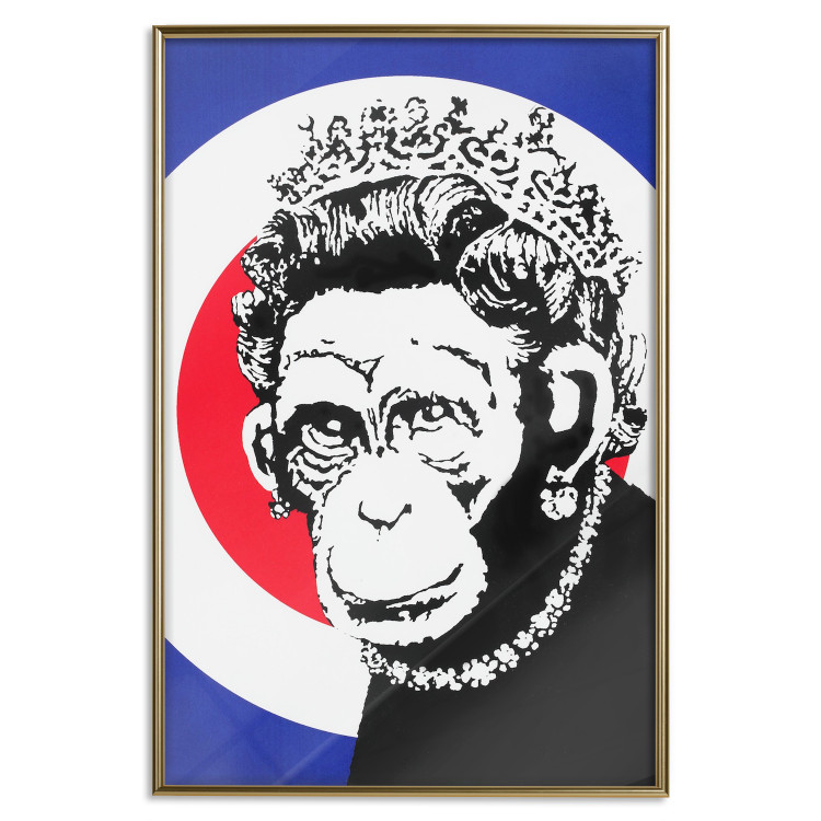 Poster Monkey Queen - unique mural in Banksy style with an animal wearing a crown 118756 additionalImage 19