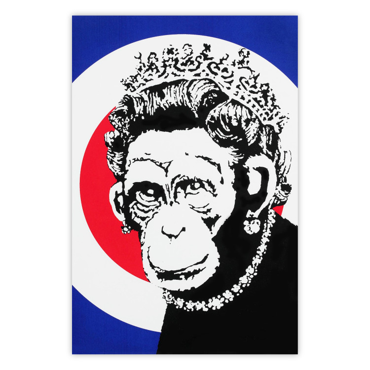 Poster Monkey Queen - unique mural in Banksy style with an animal wearing a crown 118756