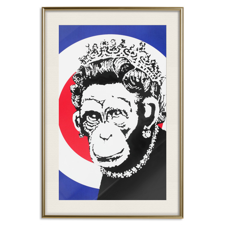 Poster Monkey Queen - unique mural in Banksy style with an animal wearing a crown 118756 additionalImage 25