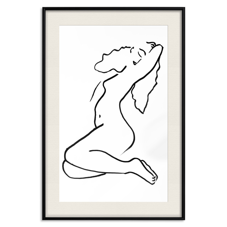 Poster Dreamy Maiden - black and white line art with the silhouette of a naked woman 119256 additionalImage 18