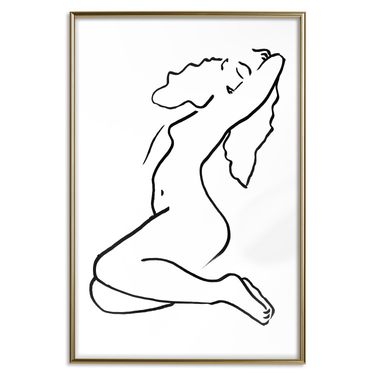 Poster Dreamy Maiden - black and white line art with the silhouette of a naked woman 119256 additionalImage 20