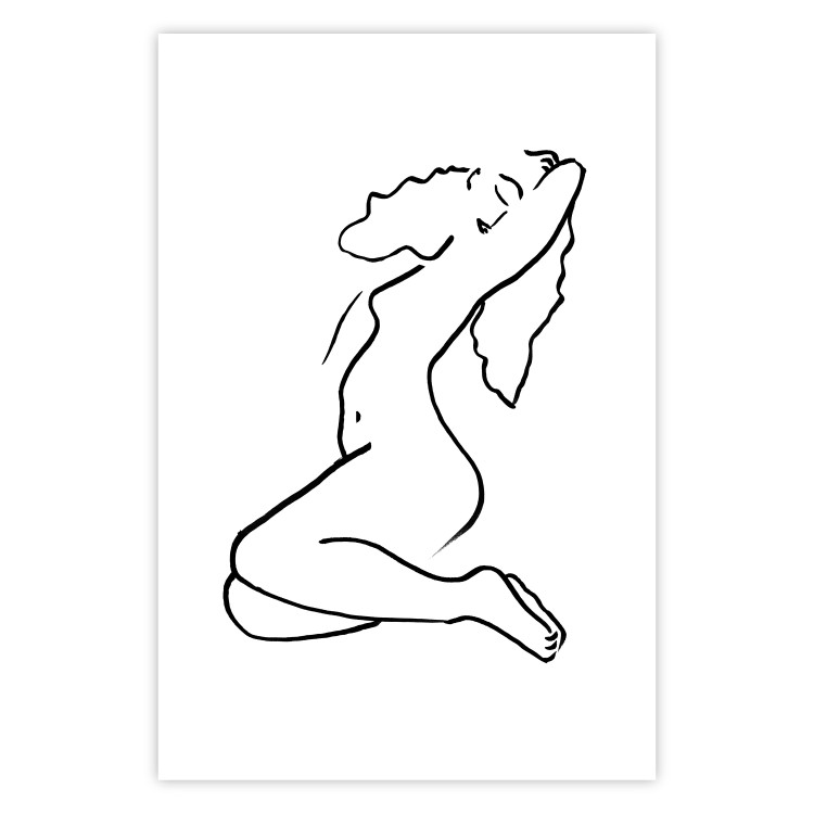 Poster Dreamy Maiden - black and white line art with the silhouette of a naked woman 119256 additionalImage 25