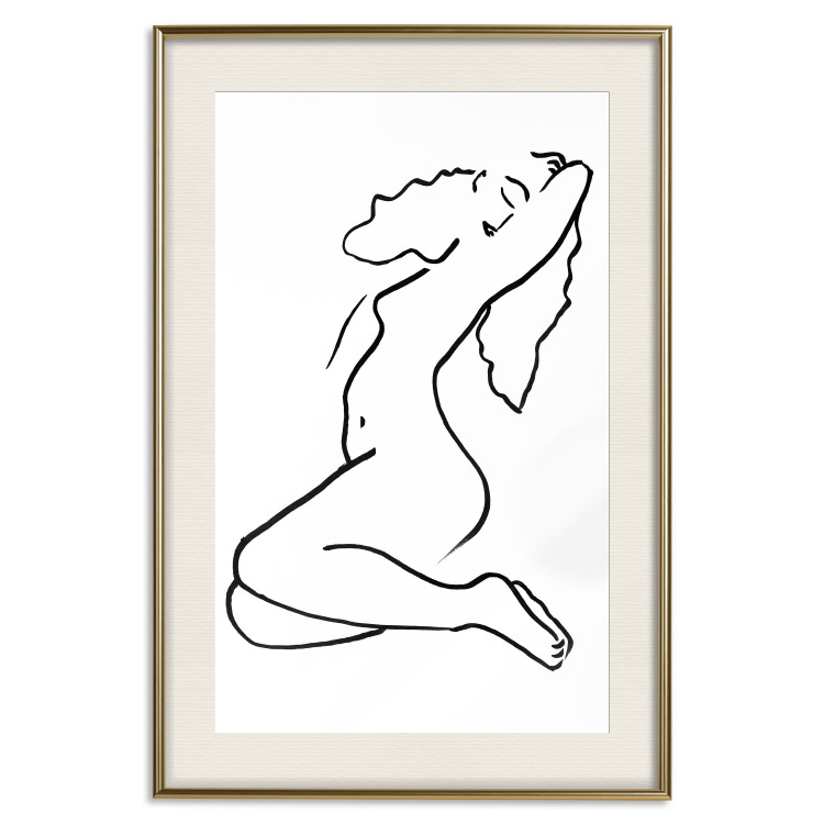 Poster Dreamy Maiden - black and white line art with the silhouette of a naked woman 119256 additionalImage 19