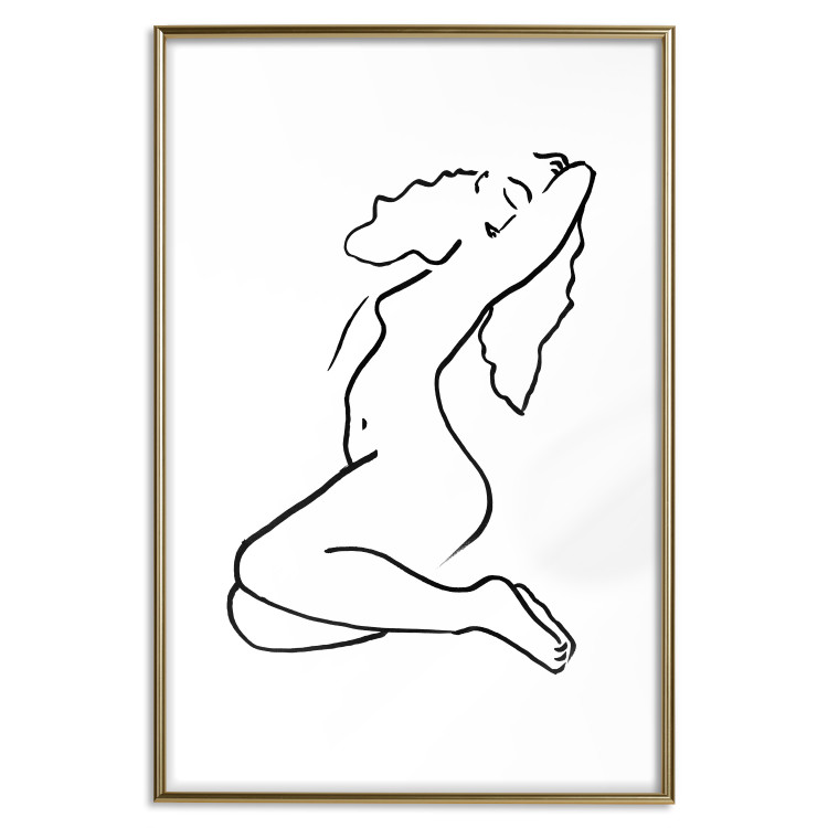 Poster Dreamy Maiden - black and white line art with the silhouette of a naked woman 119256 additionalImage 16