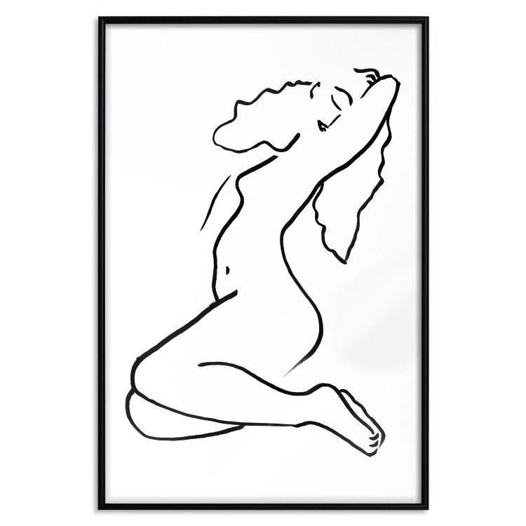 Poster Dreamy Maiden - black and white line art with the silhouette of a naked woman 119256 additionalImage 24