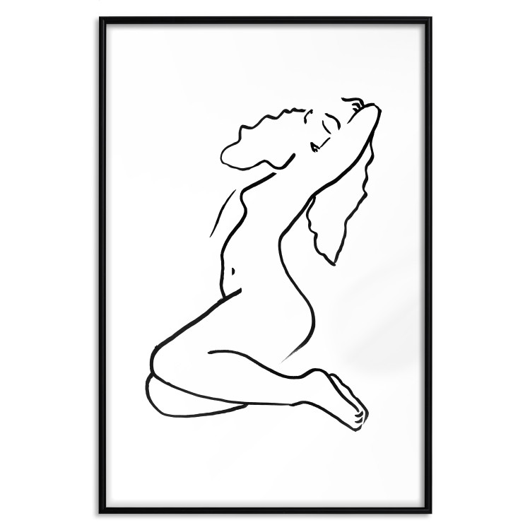 Poster Dreamy Maiden - black and white line art with the silhouette of a naked woman 119256 additionalImage 17