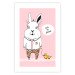 Wall Poster Bunny's Friend - rabbit character holding a duckling on a pink background 122756 additionalThumb 25