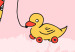 Wall Poster Bunny's Friend - rabbit character holding a duckling on a pink background 122756 additionalThumb 9