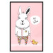 Wall Poster Bunny's Friend - rabbit character holding a duckling on a pink background 122756 additionalThumb 18