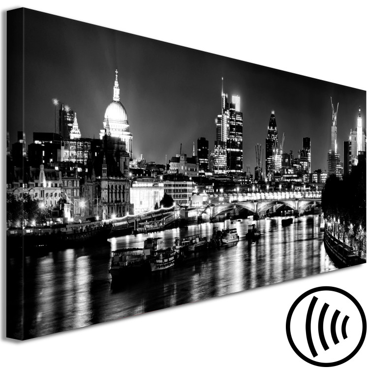 Canvas Print London Lights (1 Part) Narrow Black and White 123656 additionalImage 6