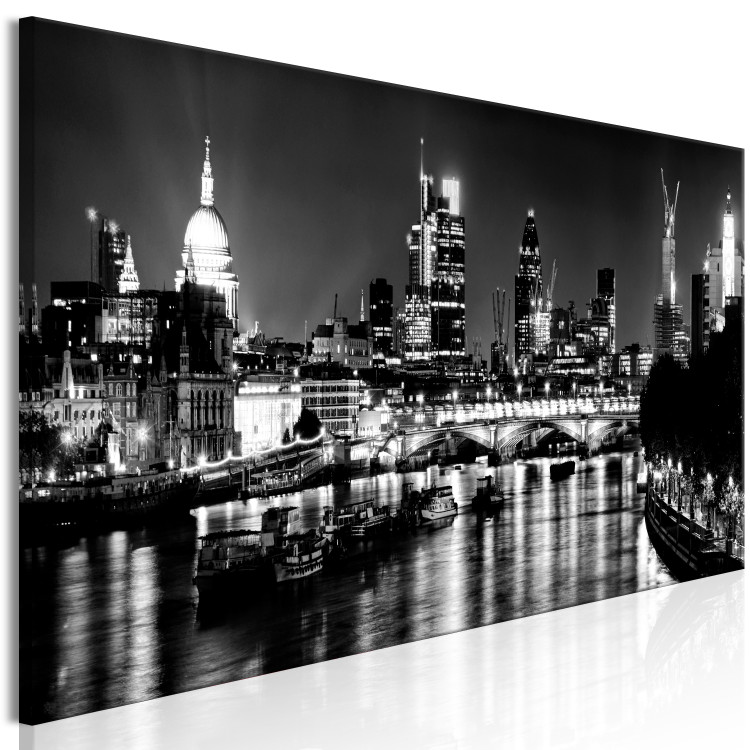 Canvas Print London Lights (1 Part) Narrow Black and White 123656 additionalImage 2