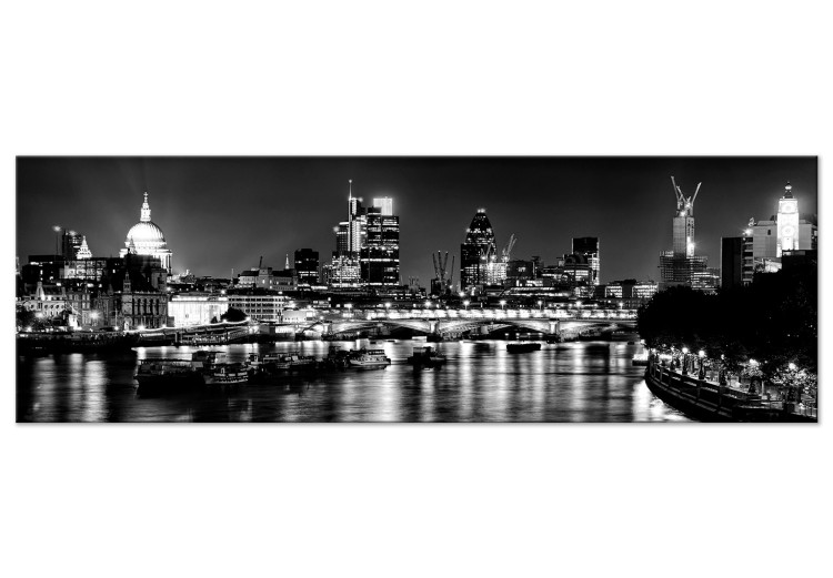 Canvas Print London Lights (1 Part) Narrow Black and White 123656