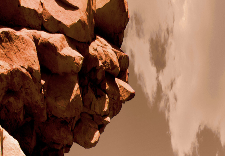 Canvas Orange rocks - photo in sepia with a rock formation against the sky 123756 additionalImage 4