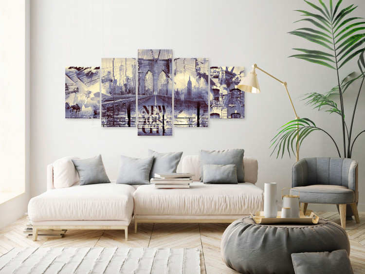 Canvas Art Print Collage from New York - a composition with architecture in blue colour 123956 additionalImage 3