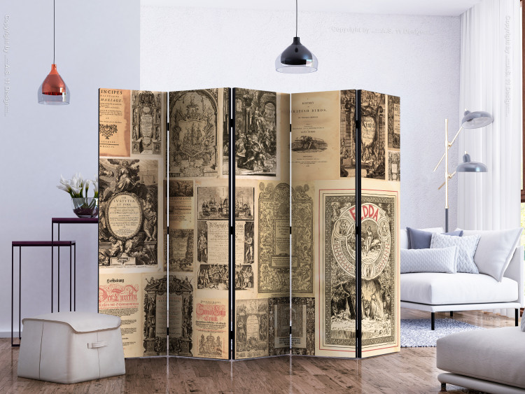 Room Divider Vintage Books II (5-piece) - background of old books in retro style 124056 additionalImage 2