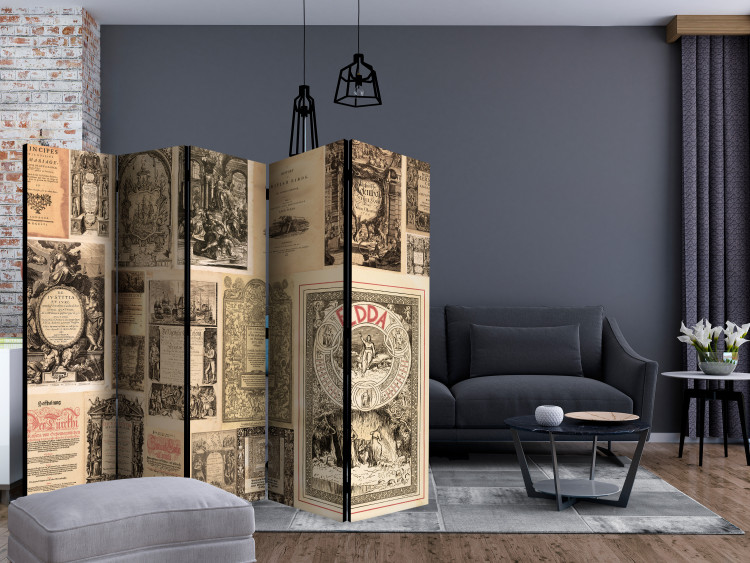 Room Divider Vintage Books II (5-piece) - background of old books in retro style 124056 additionalImage 4