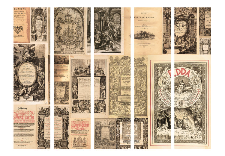 Room Divider Vintage Books II (5-piece) - background of old books in retro style 124056 additionalImage 3
