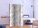 Folding Screen Flamingos and Twigs (3-piece) - pink birds surrounded by plants 124356 additionalThumb 2