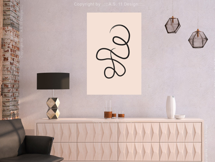 Canvas Black, twisted string - an abstract wave on a beige background 125656 additionalImage 3
