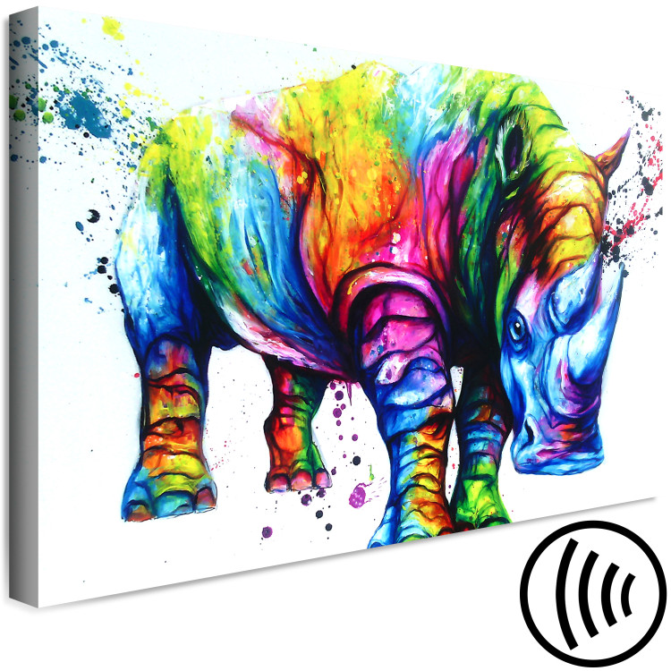 Canvas Art Print Colourful Rhino (1 Part) Wide 126956 additionalImage 6