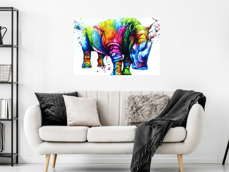 Canvas Art Print Colourful Rhino (1 Part) Wide 126956 additionalImage 3