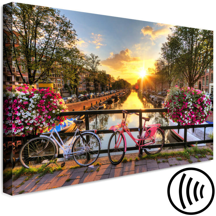 Canvas Print Bicycle City (1-part) wide - city river landscape of Amsterdam 128356 additionalImage 6