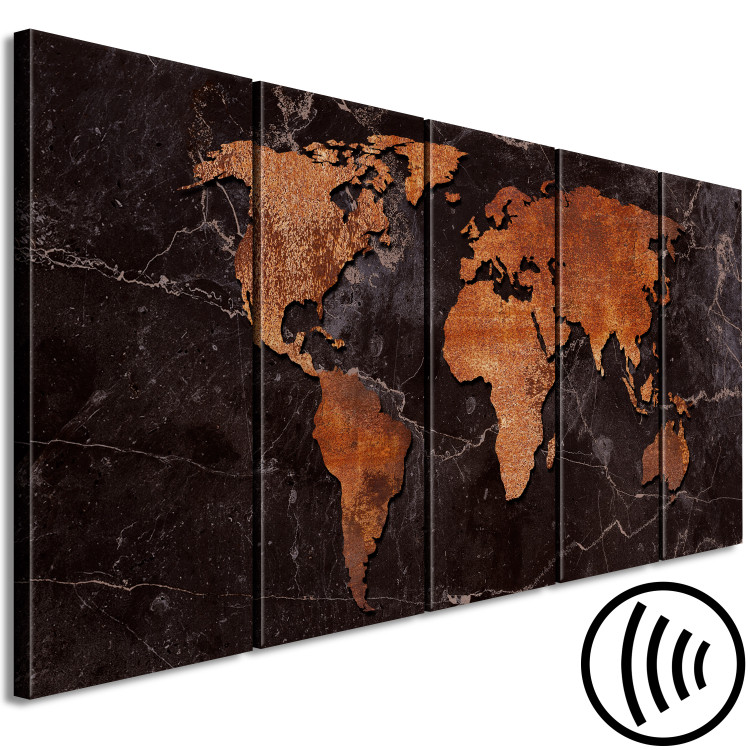 Canvas Copper Map (5-part) narrow - world map on a dark texture 128856 additionalImage 6
