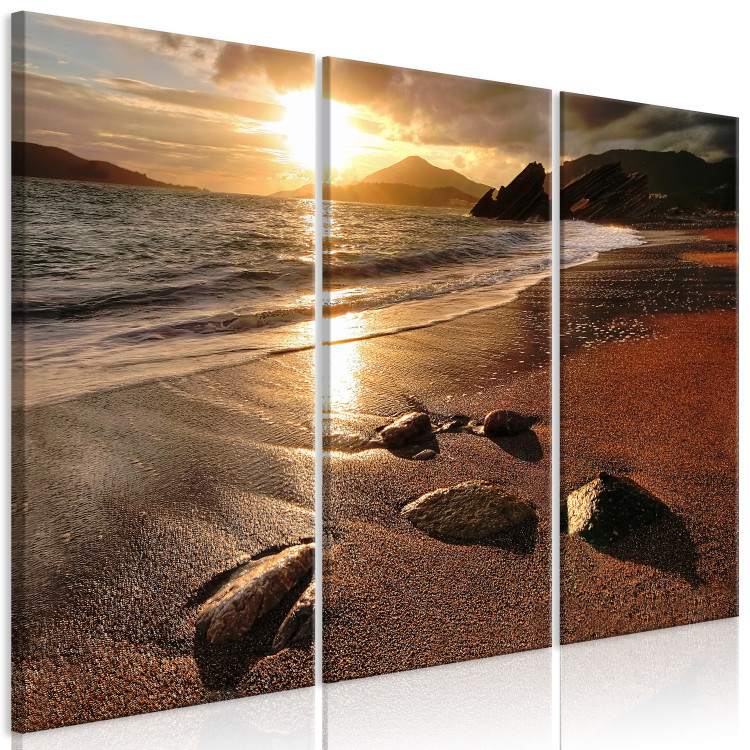 Canvas Art Print Beach in Rafailovici (3-part) - seascape of sea and rocks 128956 additionalImage 2