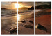 Canvas Art Print Beach in Rafailovici (3-part) - seascape of sea and rocks 128956